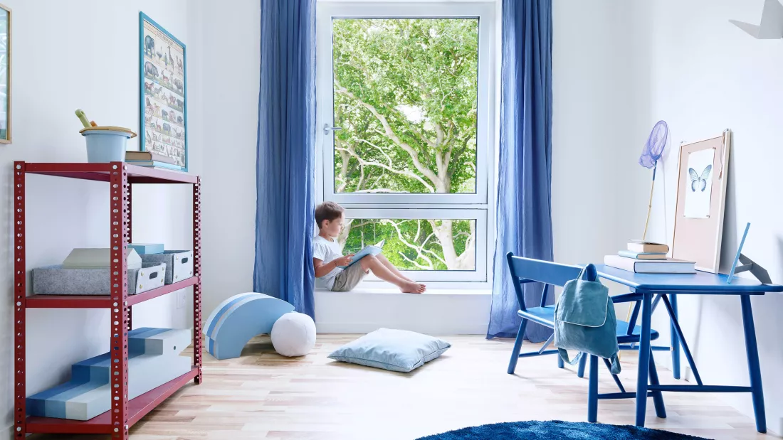 Children's room with nature right outside the window