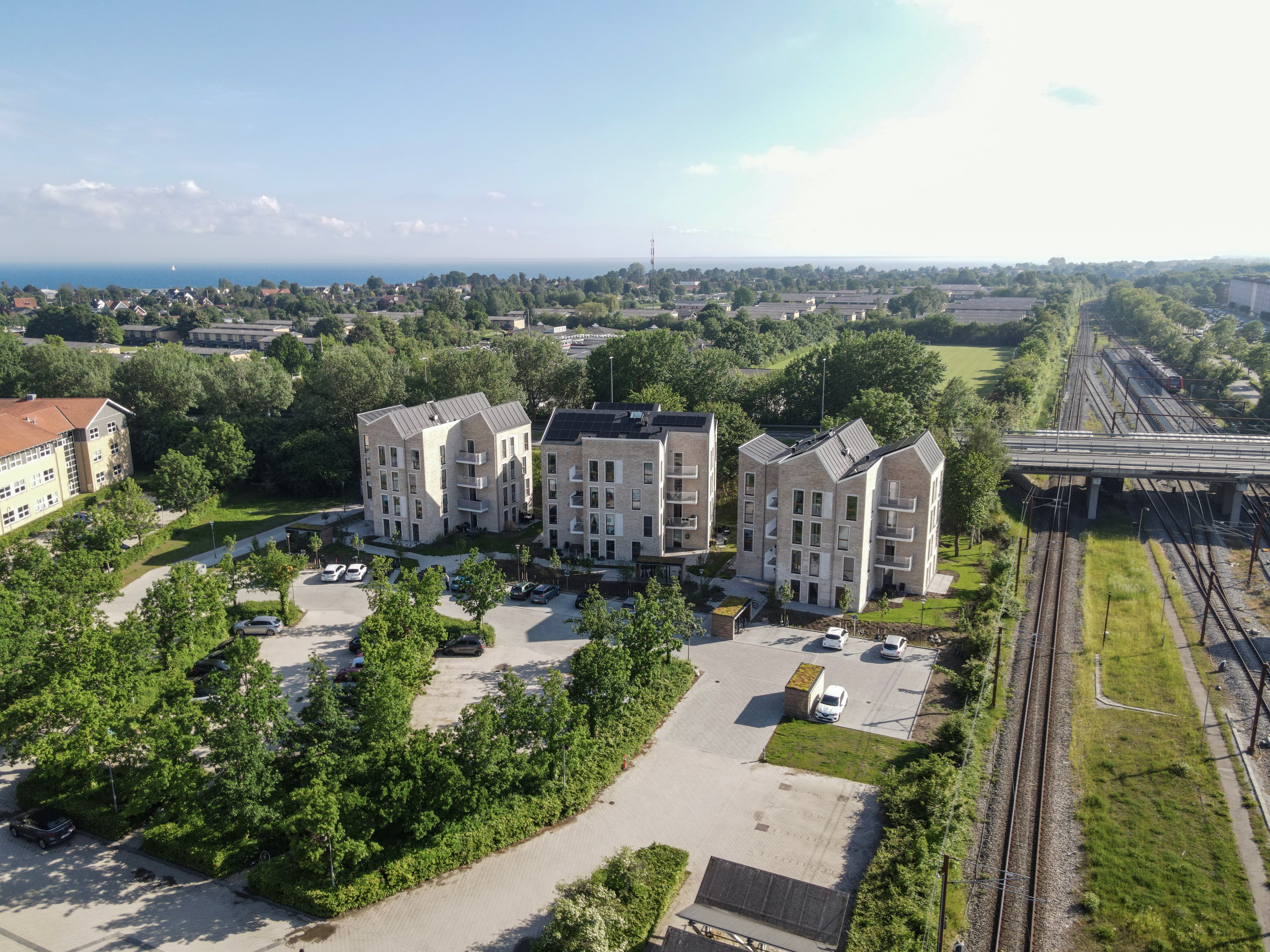 Aerial photo of the Strandby Huse property in Hundige