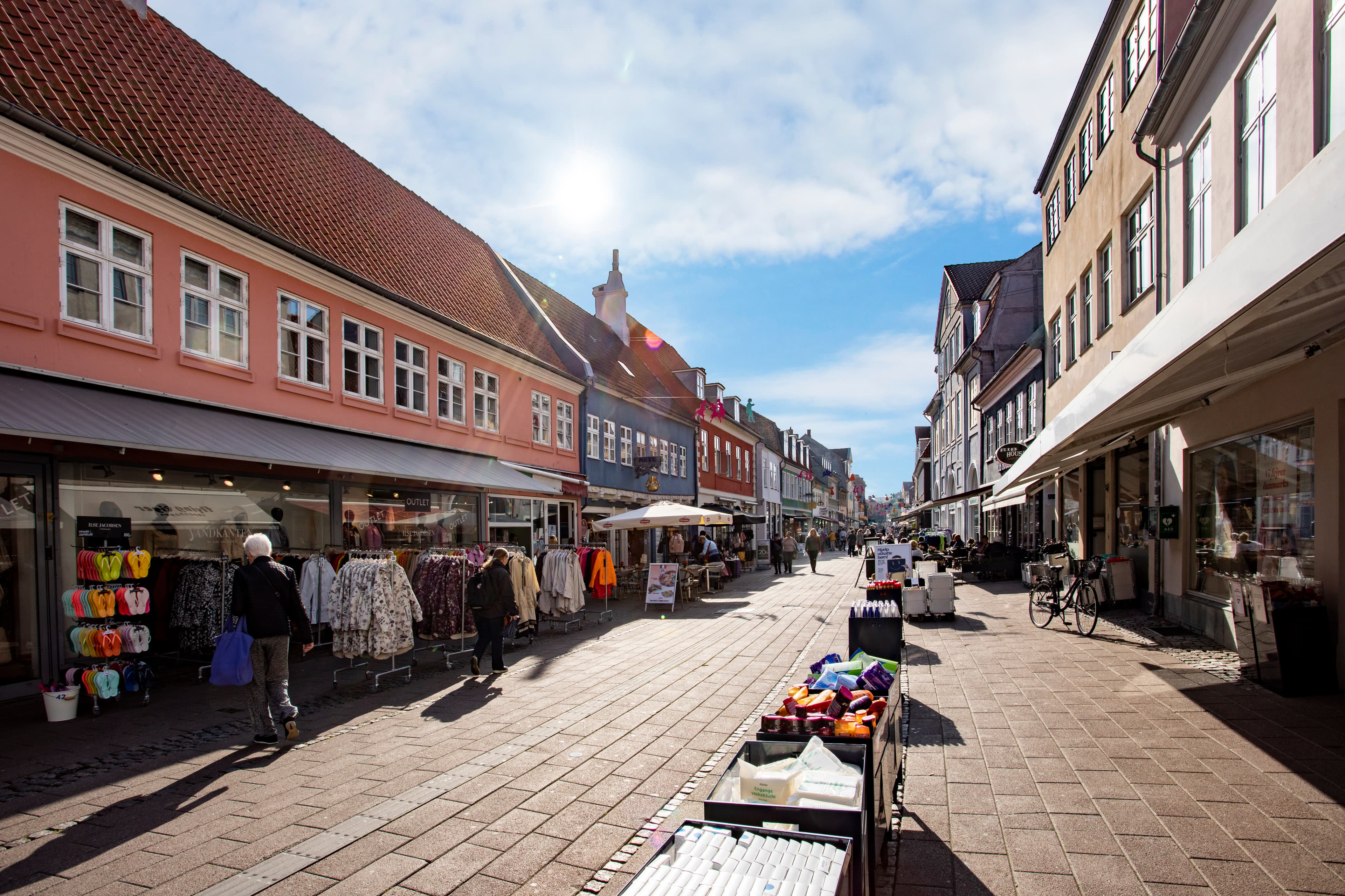Shops along the shopping street in Helsingør