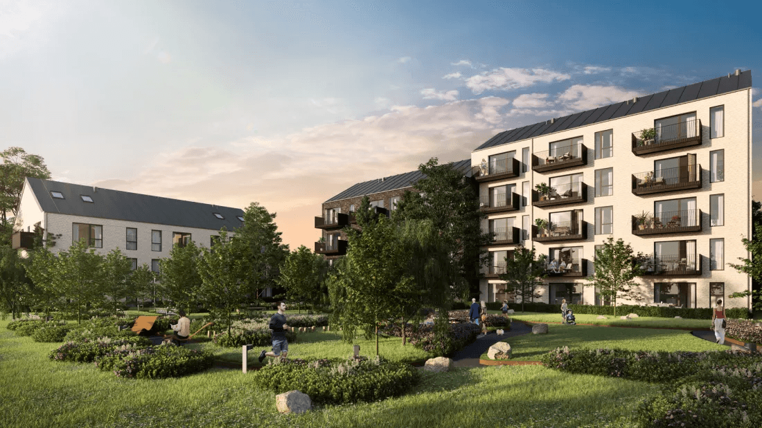 Visualisation of the Ofeliahaven property in Helsingør and its courtyard