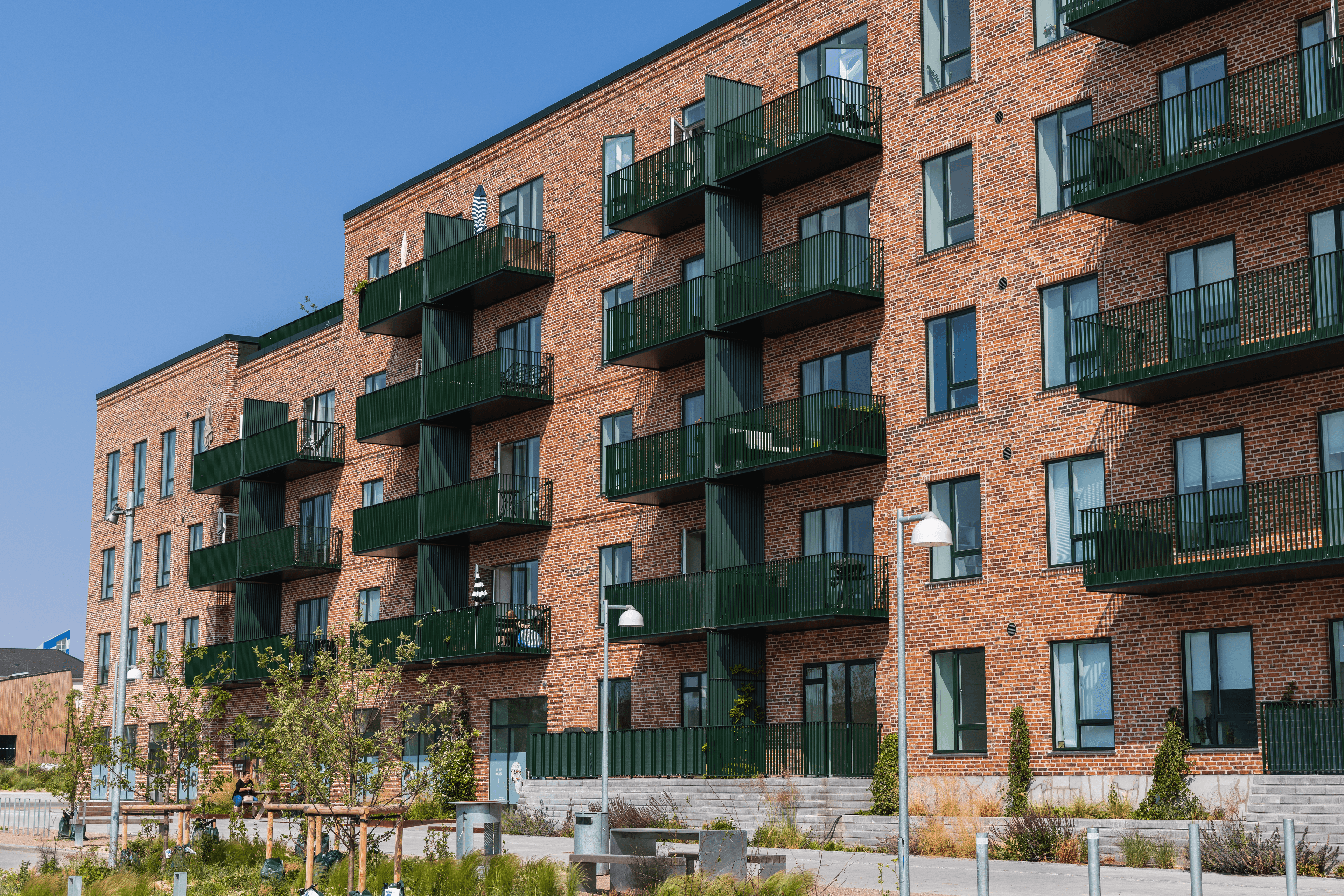 Exterior view of Fyrkanten showing the building façade with balconies.